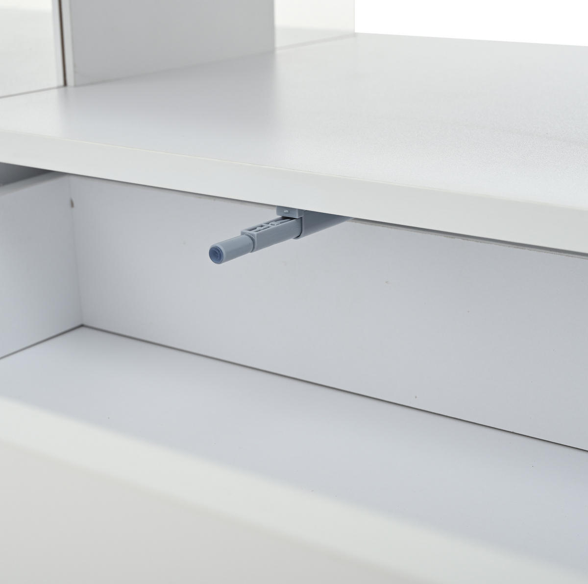 COUCHTISCH 100/50/46 cm weiß aus MDF mit Hubfunktion und LED - Weiß, Holzwerkstoff (100/50/46cm) - OKMYHOME