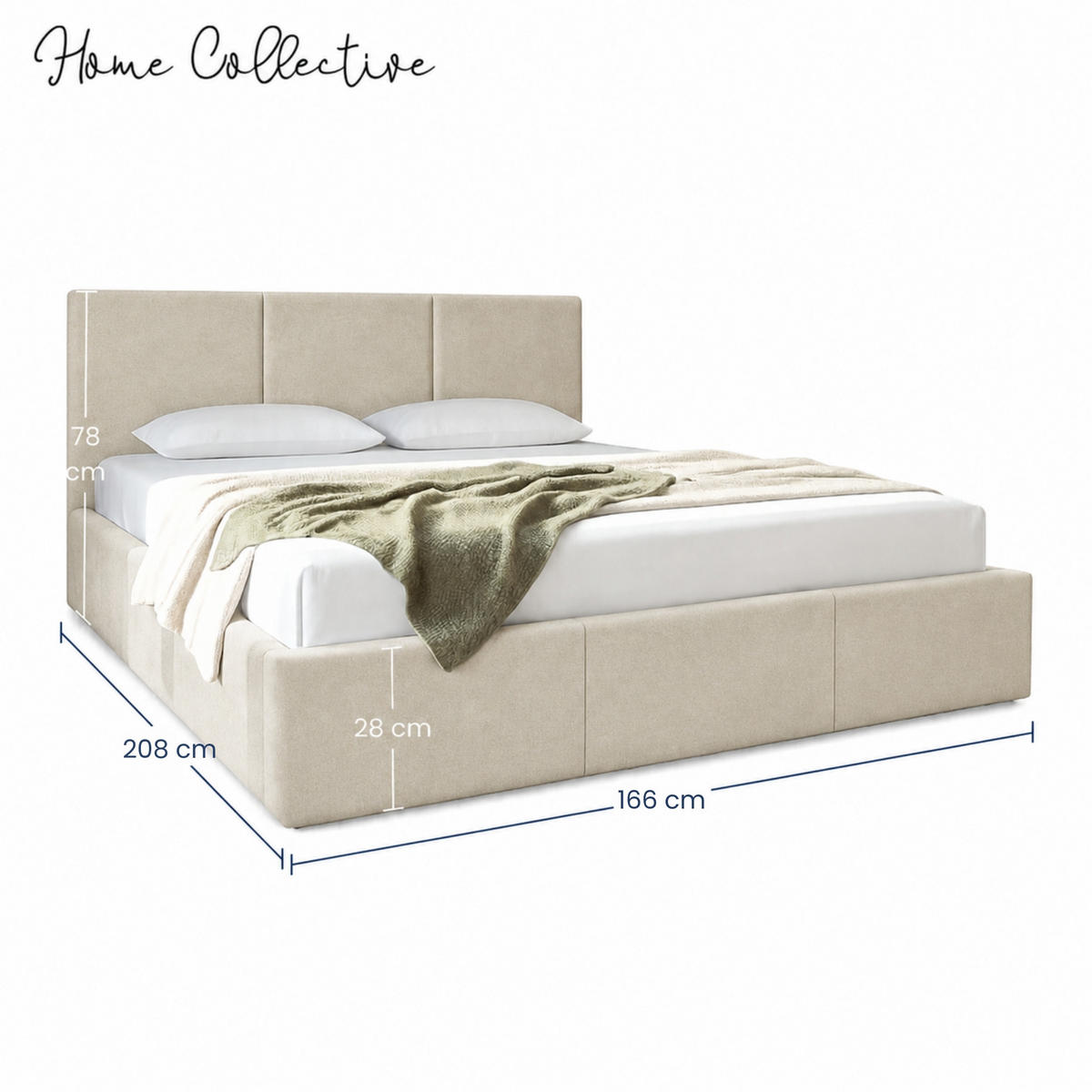 POLSTERBETT mit Stauraum 160x200 cm in Beige - Beige, Holzwerkstoff (100/200cm) - Home Collective