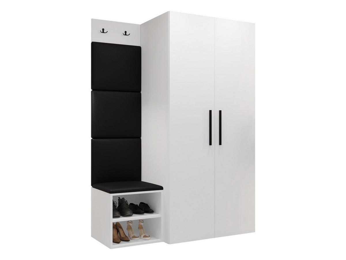 GARDEROBEN-SET Medi IV - Schwarz/Weiß, Holzwerkstoff/Kunststoff (80/191/50cm) - MIRJAN24