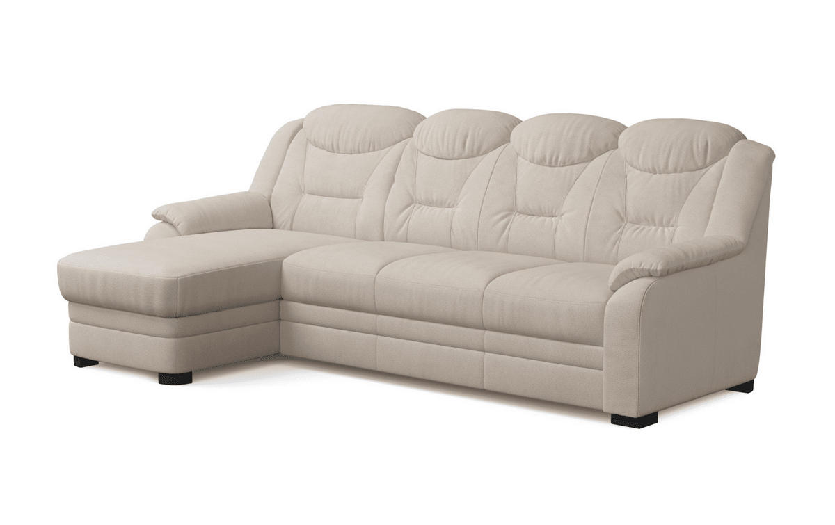 ECKSOFA mit Schlaffunktion – weiches Chenille-Gewebe - Sandfarben/Beige, Holz/Kunststoff (257/162cm) - Cotta