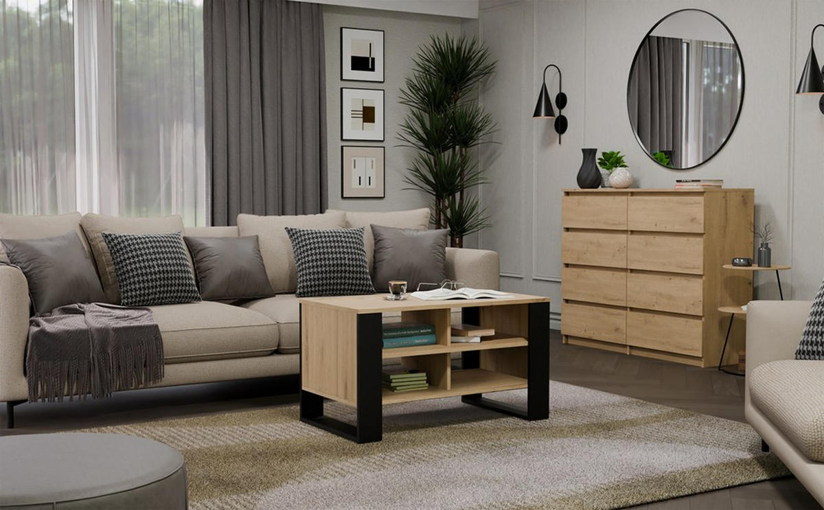 COUCHTISCH Artisan, Schwarz 90/50/58 - Schwarz, Holzwerkstoff (58/90/50cm) - RAUMHIRSCH FURNITURE