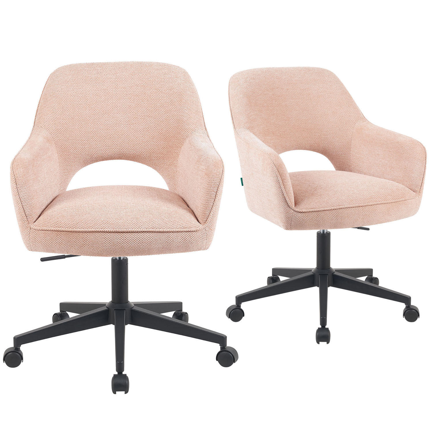 BÜROSTUHL Mika-Ilvy - Schwarz/Rosa, Textil/Metall (60/84/65cm) - DUBI Möbel