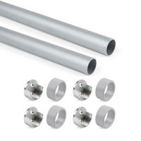 KORPUSSCHIENEN Runde, D.28mm, Länge 0,75m mit Halterungen, Aluminium und Zamak, Matt eloxiert 2er-set - Dunkelgrau, Metall (5.5/10/85cm) - EMUCA