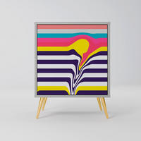 SIDEBOARD TONE COLLAPSE, Grau, 57,5x42x75,5 cm, Goldfarbene Metallfüße - Goldfarben/Multicolor, Holzwerkstoff/Metall (57.5/75.5/42cm) - SpaceRebels