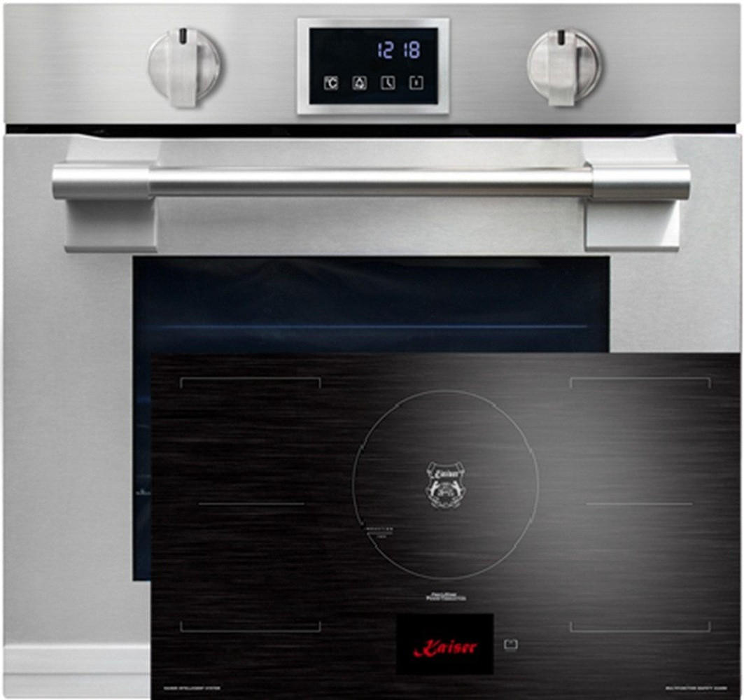 BACKOFEN-SET Einbau-Backofen 60 cm EH 6339+KCT 9140 FI Induktionskochfeld 90 cm - Silberfarben, Metall (59.4/59.4/57.5cm) - Kaiser Küchengeräte