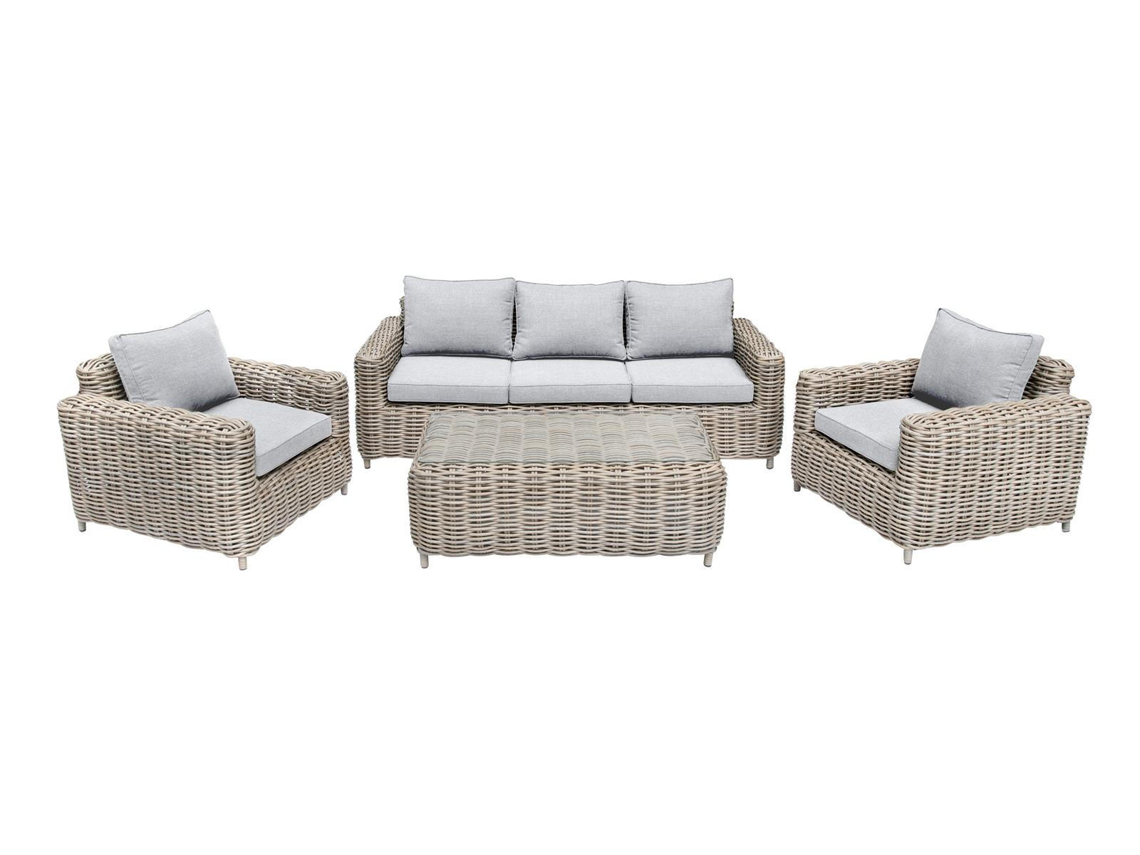 GARTENLOUNGE-SET Merando Beige Polyrattan für 5 Personen - Braun, Naturmaterialien - Green Spirit