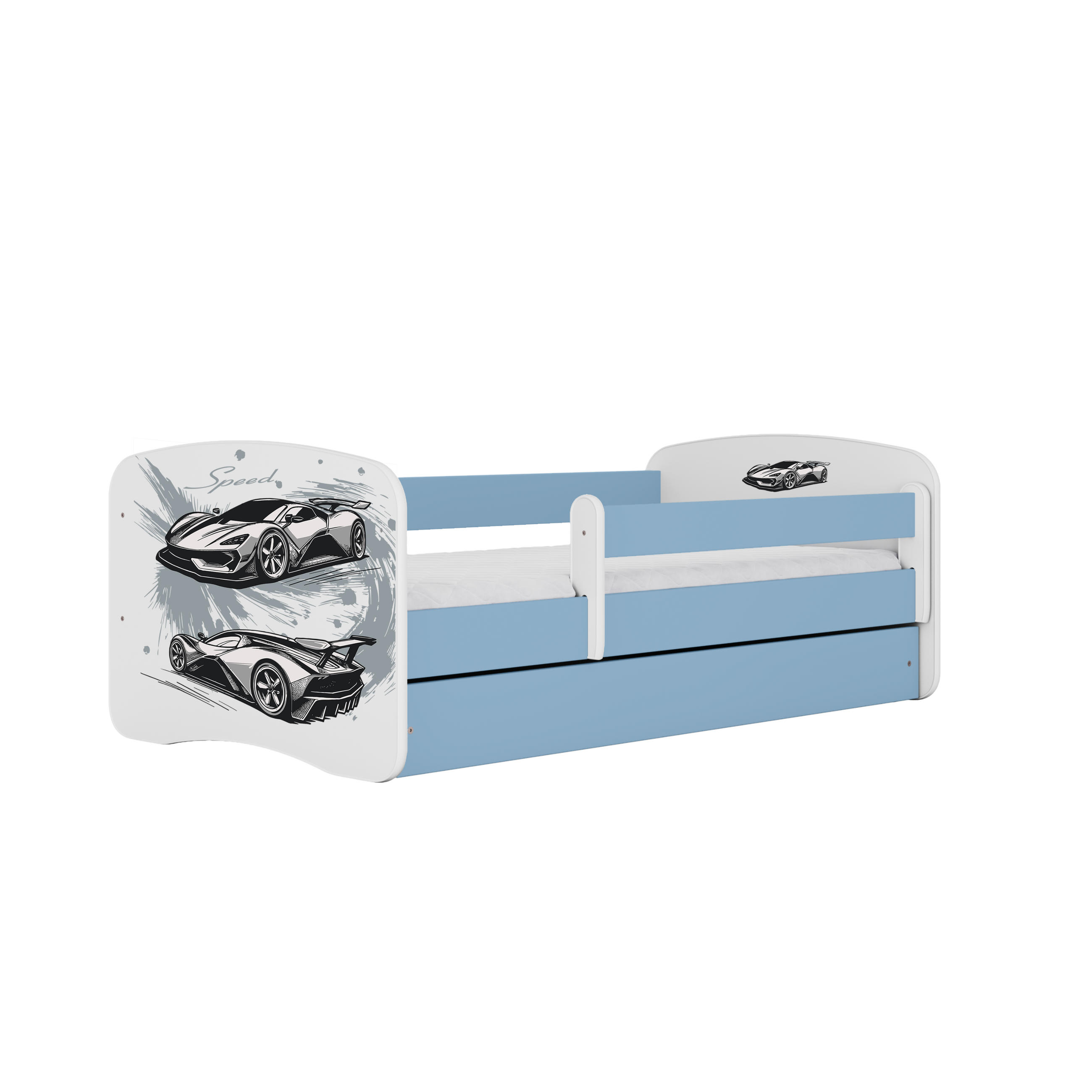 KINDERBETT Sportwagen mit Schublade und Matratze 180/80 - Blau, Holzwerkstoff (80/180cm) - RAUMHIRSCH FURNITURE