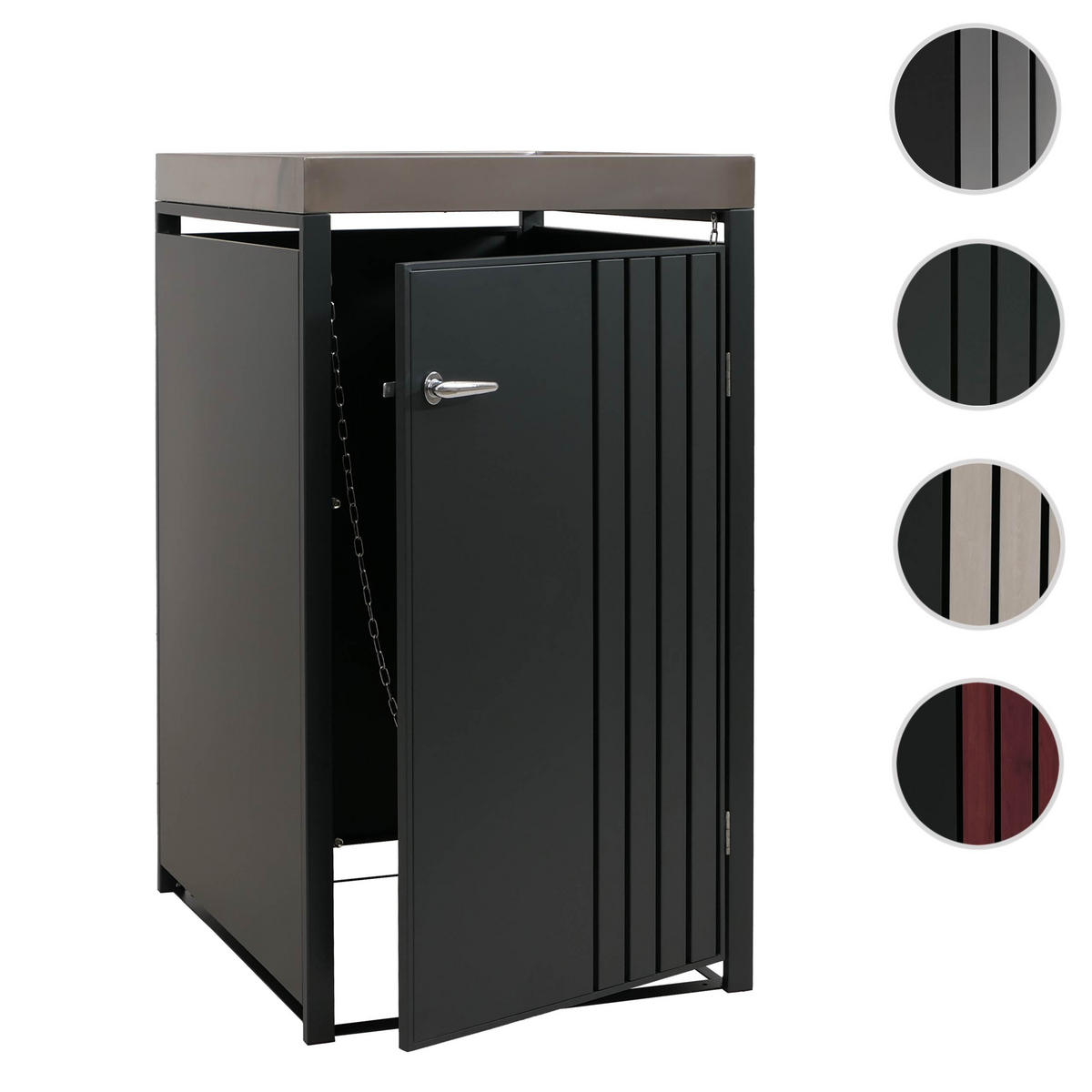 MÜLLTONNENBOX 1er mit Pflanzkasten HxBxT 125x68x84cm Anthrazit Holzoptik hell - Anthrazit, Metall (68/125/84cm) - PROREGAL