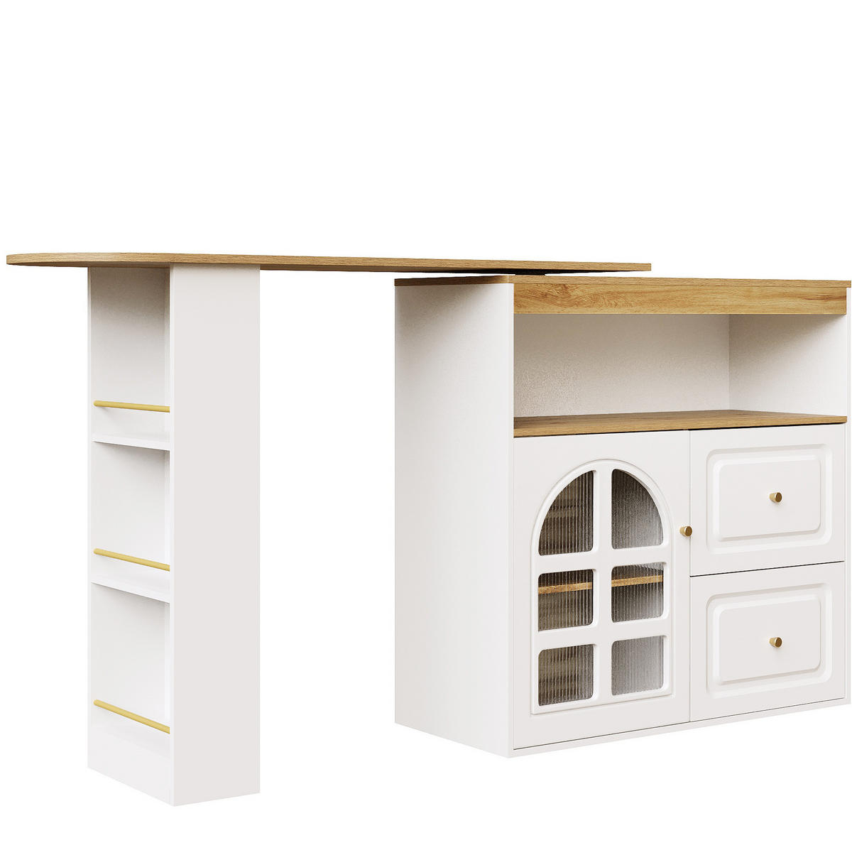 SIDEBOARD drehbar 138-204 x 39 x 104 cm Weiß MDF - Weiß, Holz (39/104/138cm) - Beauniv