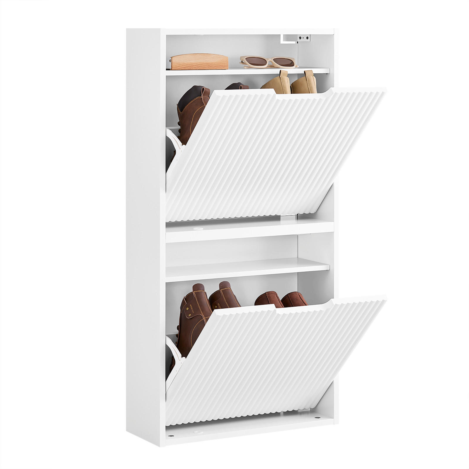 SCHUHSCHRANK Weiß - Weiß, Holzwerkstoff (50/100/19cm) - SoBuy