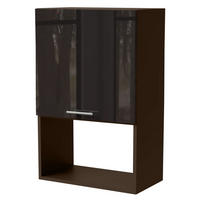 MIKROWELLENUMBAUSCHRANK Essen W4MK/60 Schwarz Hochglanz / Lava Matt 60 / 32,5 / 96cm - Schwarz Hochglanz/Dunkelgrau, Holz/Holzwerkstoff (60/96/32.5cm) - Feldmann-Wohnen