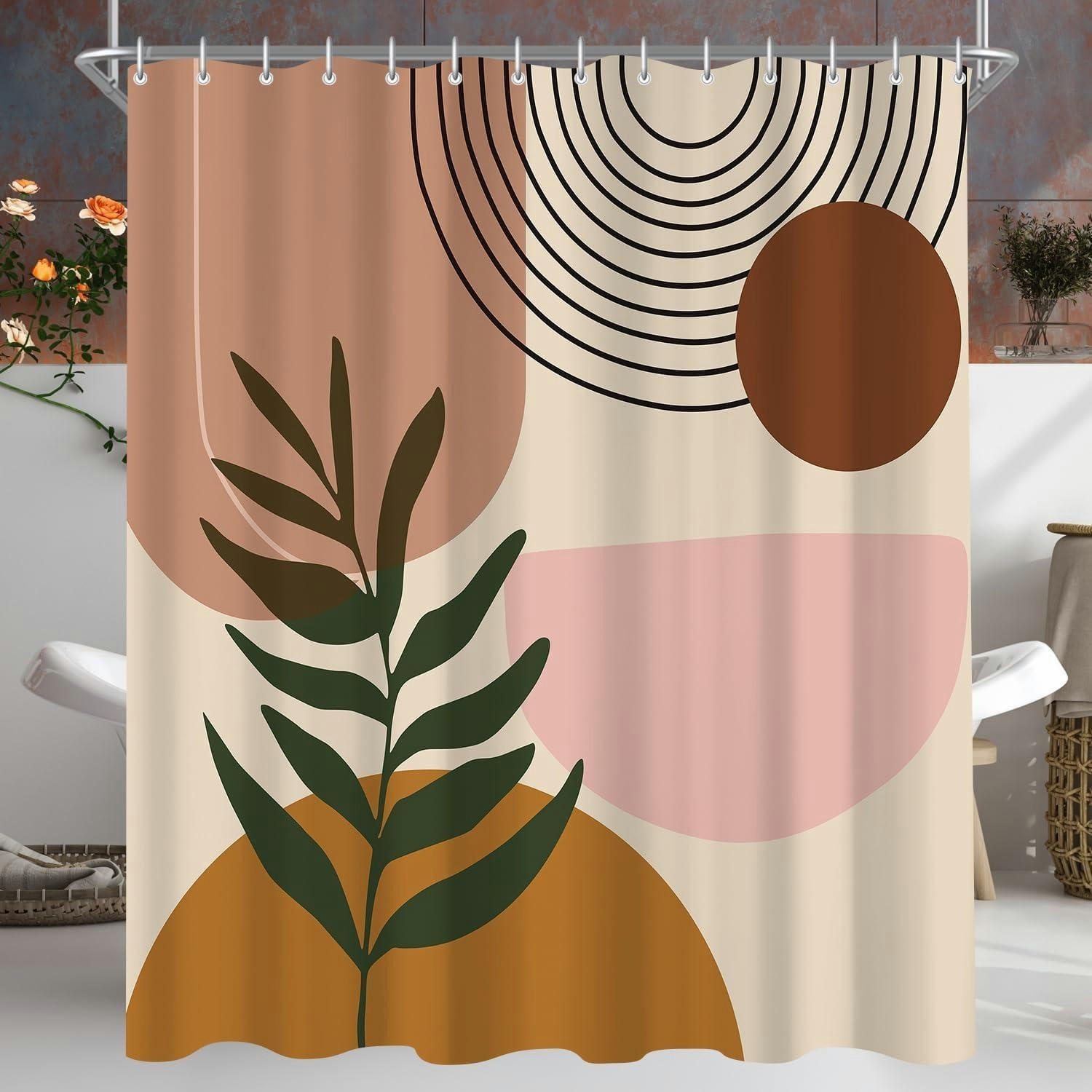 DUSCHVORHANG Blätterabdruck 240 x 200 cm - Multicolor, Textil (240/200cm)