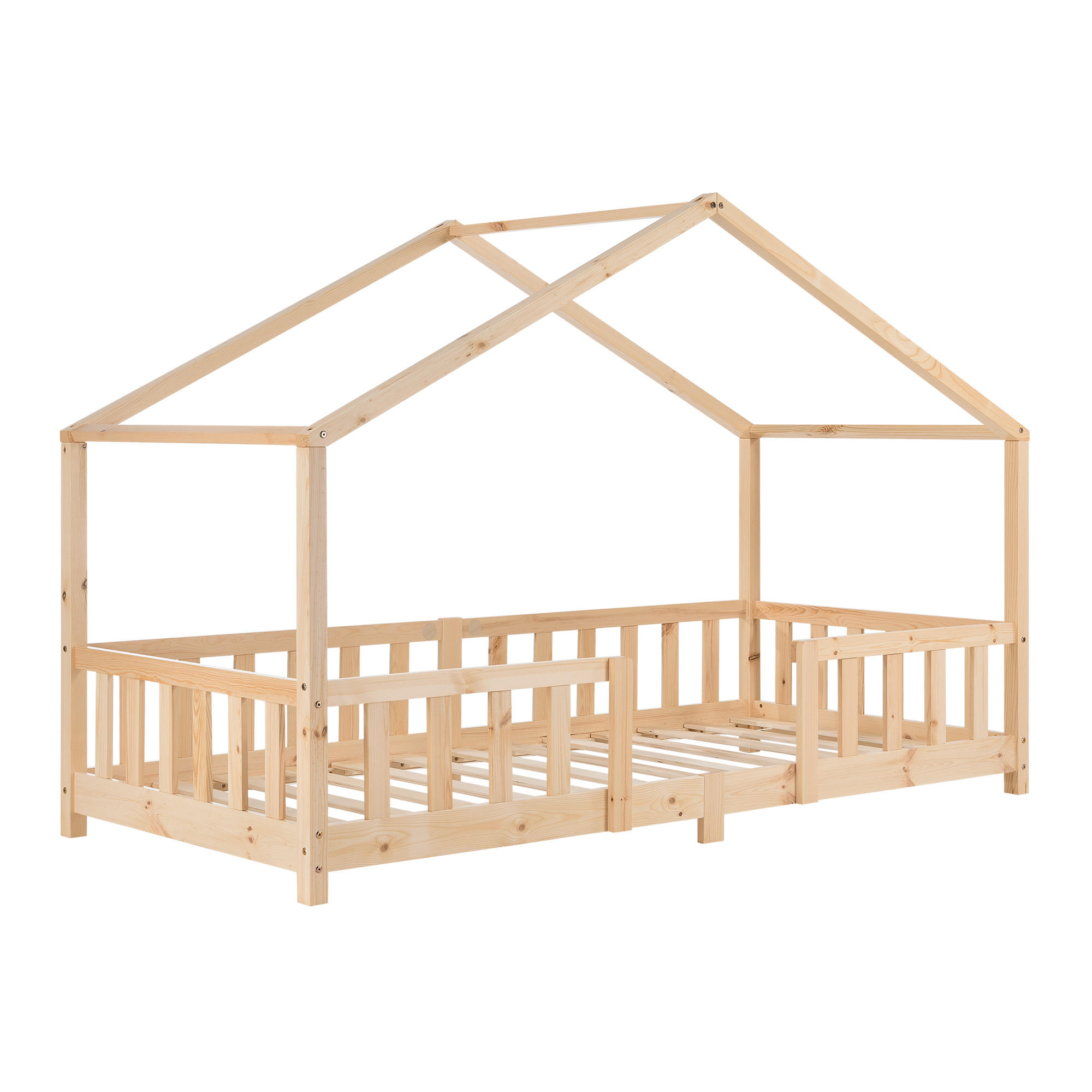 HAUSBETT Treviolo - Naturfarben, Holz (90/200cm) - [en.casa]