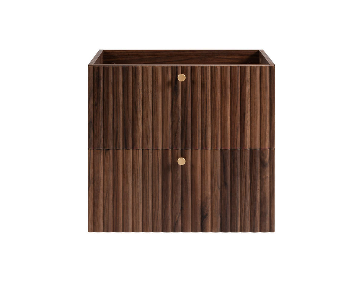 BADEZIMMERSCHRANK: Nusseiche / Platte Kaschmir / Griffe Gold / Beine Gold, 60 x 44,4 x 73,6 cm - Eichefarben/Goldfarben, Holzwerkstoff (60/73.6/44.4cm) - 3XE LIVING