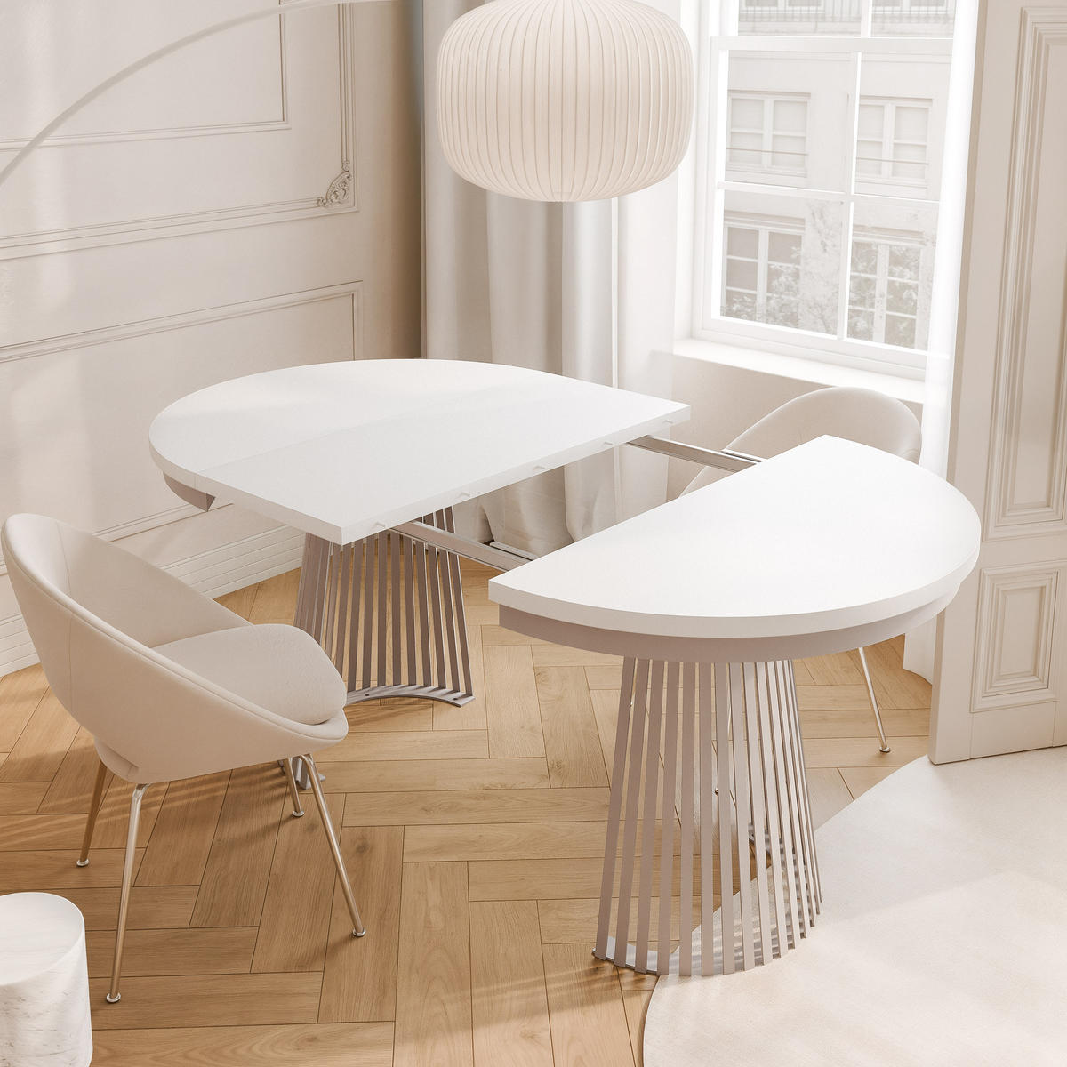 AUSZIEHTISCH AUREA 100-180/75 cm, Kaschmir / Weiß - Kaschmir/Weiß, Holzwerkstoff/Metall (100/100/75cm) - Idohome