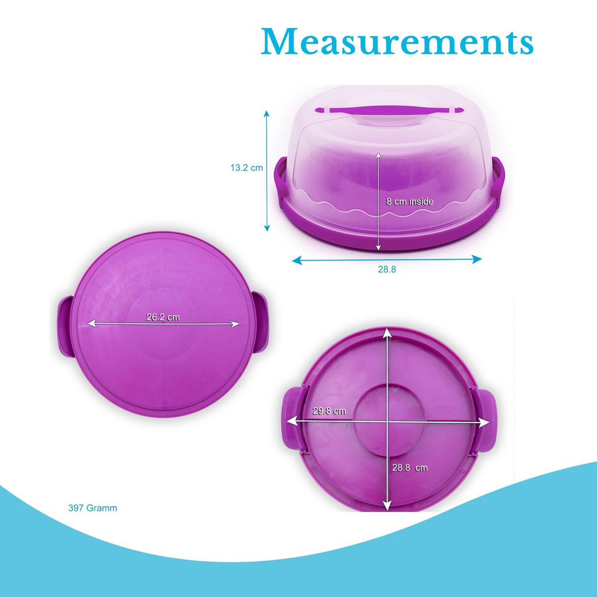 KUCHENTRANSPORTBOX Kuchenbehälter 29.8/28.8/13.2 cm - Lila, Kunststoff (28.8/13.2/29.8cm) - Intirilife