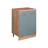 KUHINJSKA OMARA ZA POŠEVNE STREHE R-Line, Modro-siva, 60 cm brez naklona z 2 vrati - medeni hrast/modrosiva, leseni material (60/83.8/46cm) - Vicco