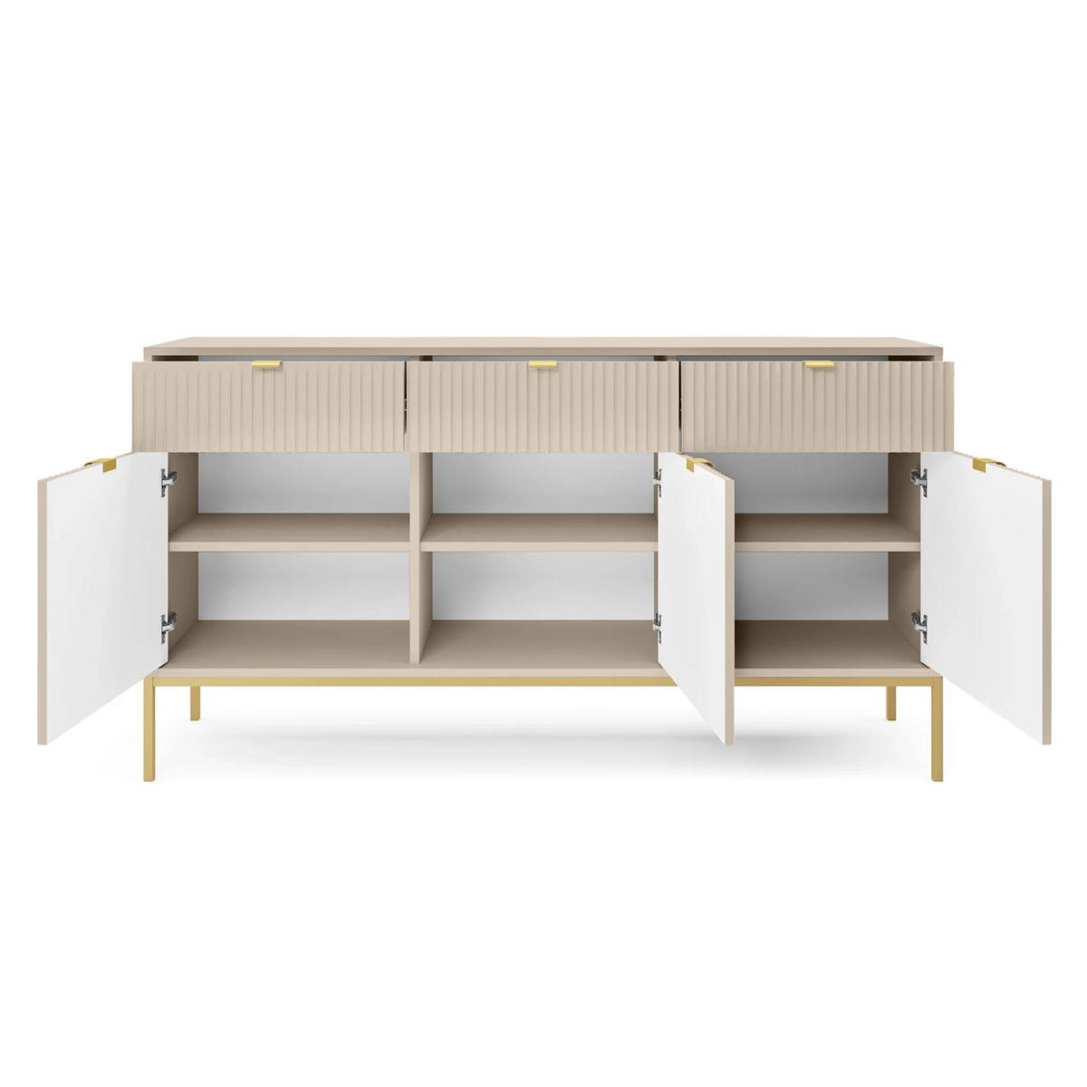 VELLORE Sideboard - Beige/Goldfarben, Holzwerkstoff/Metall (154/83/39cm) - Selsey