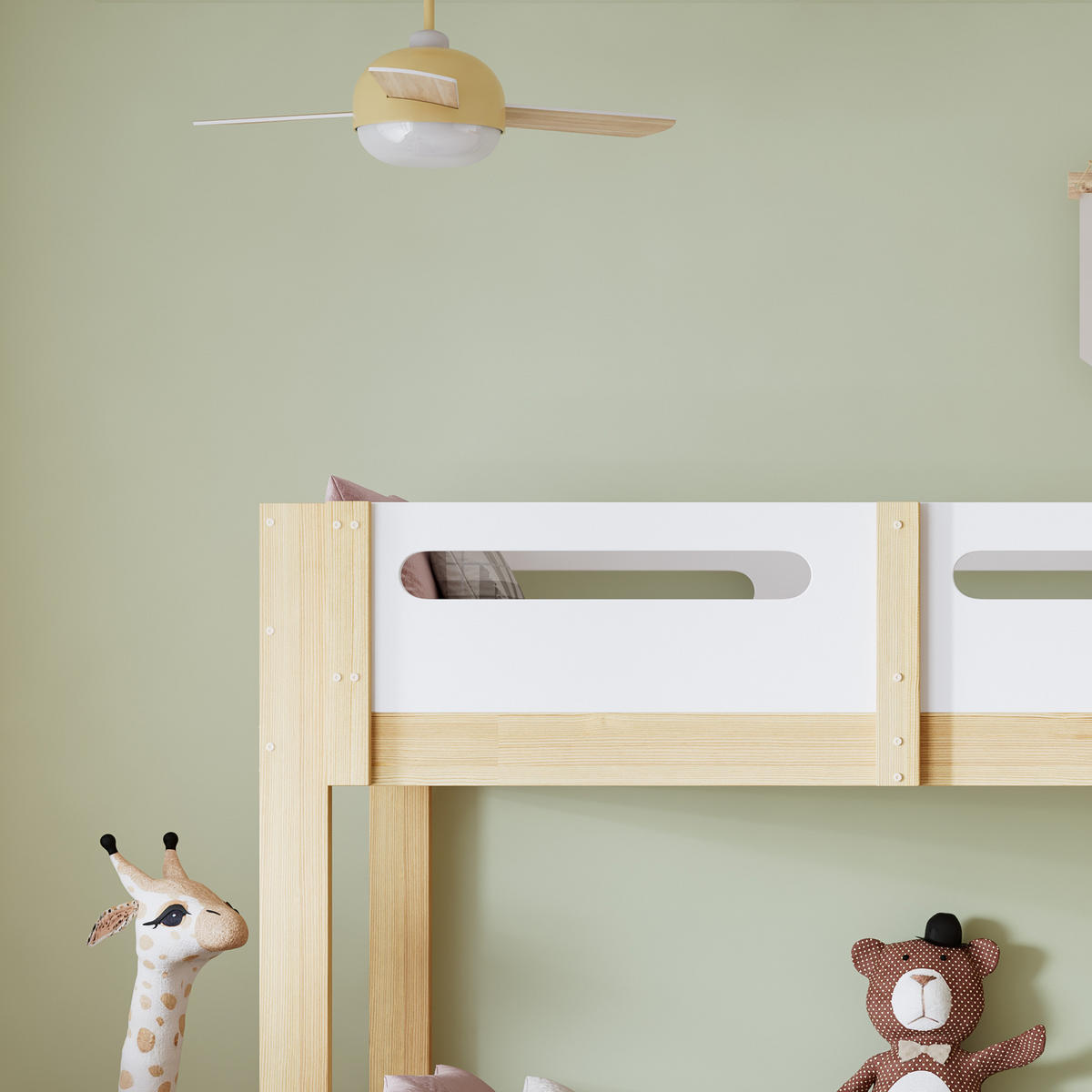 ETAGENBETT 90x200 Weiß+Natur - Naturfarben, Holz (90/200cm) - ComfortXL