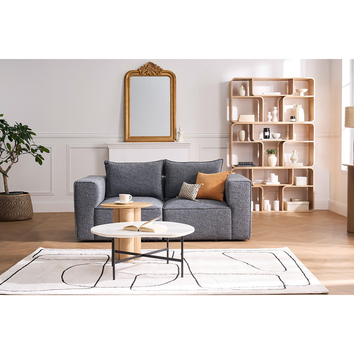 ECKMODUL Sofa Dunkelgrau Meliert Links KERRY - Dunkelgrau, Textil (89.5/64/89.5cm) - Miliboo