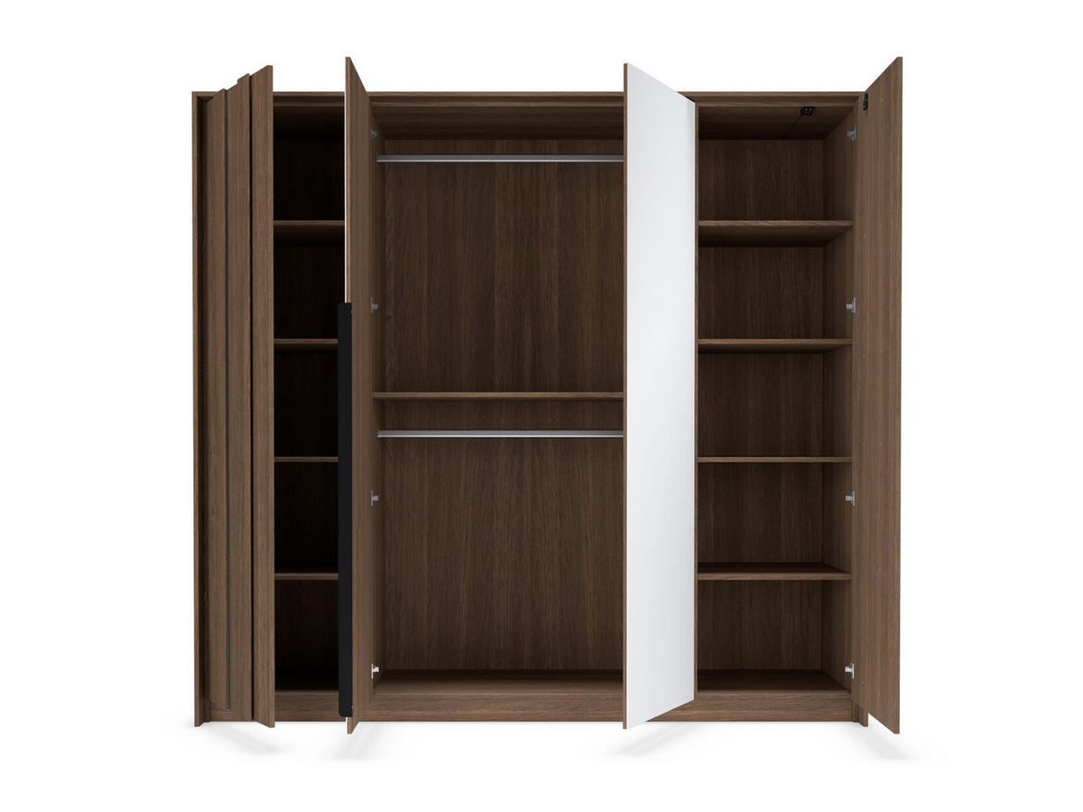 DREHTÜRENSCHRANK mit Spiegel Resta, 223 cm, 4 Türen, Eiche Dunin - Eichefarben, Holz (223/210/60cm) - Emporius