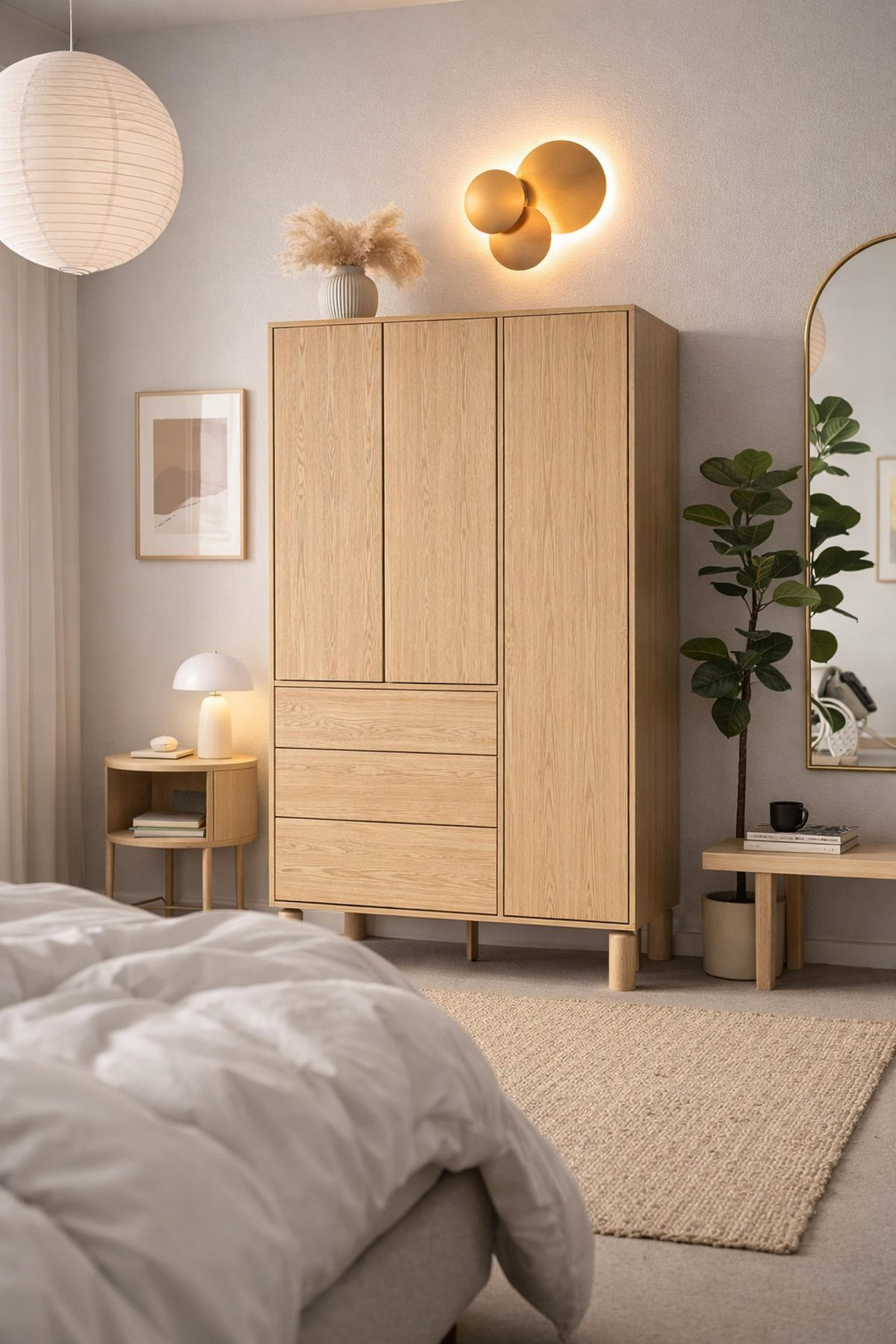 DREHTÜRENSCHRANK SABBIA 110/197/55cm 3-türig Eichefarben - Eichefarben, Holzwerkstoff (110/197/55cm) - MASSENO