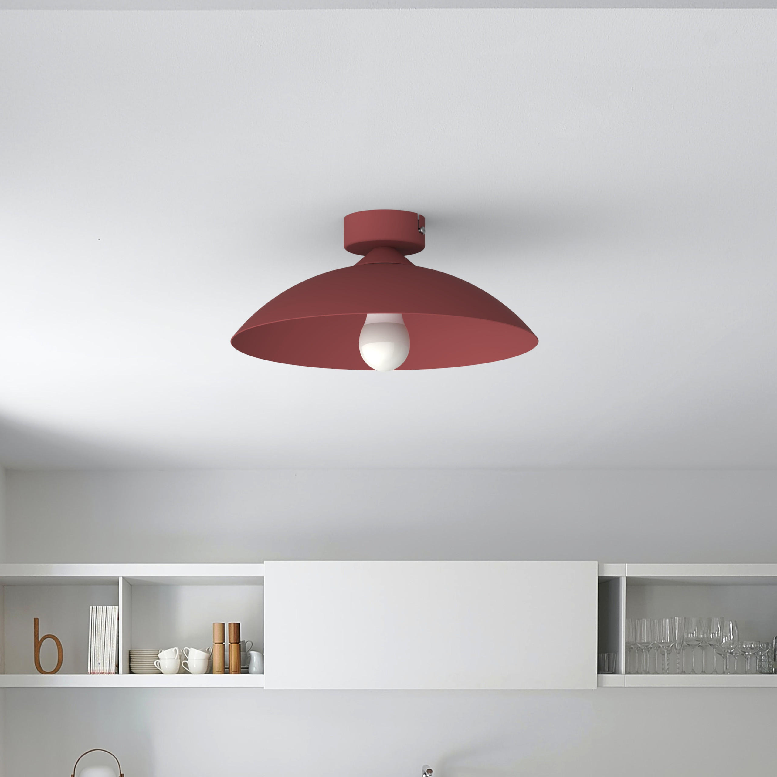 DECKENLEUCHTE - Rot, Metall (40/40/14.5cm) - Lumicom