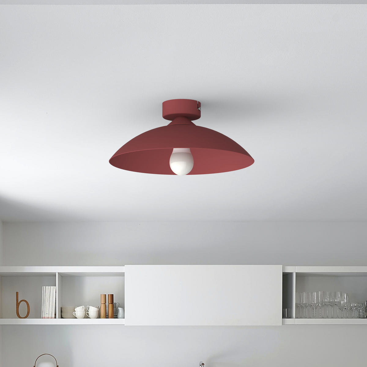 DECKENLEUCHTE - Rot, Metall (40/40/14.5cm) - Lumicom