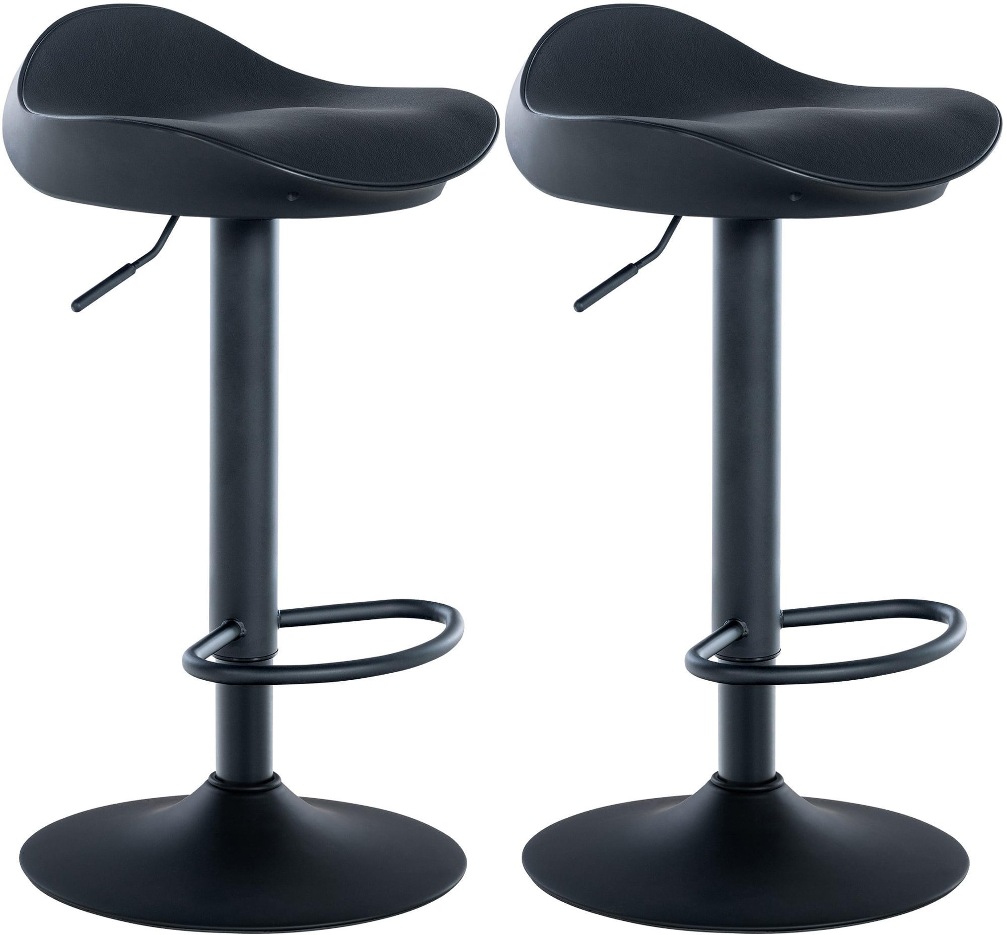 BARHOCKER 2er Set Lederlook schwarz - Schwarz, Textil/Metall (39/66/40cm) - CLP