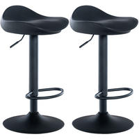 BARHOCKER 2er Set Lederlook schwarz - Schwarz, Textil/Metall (39/66/40cm) - CLP