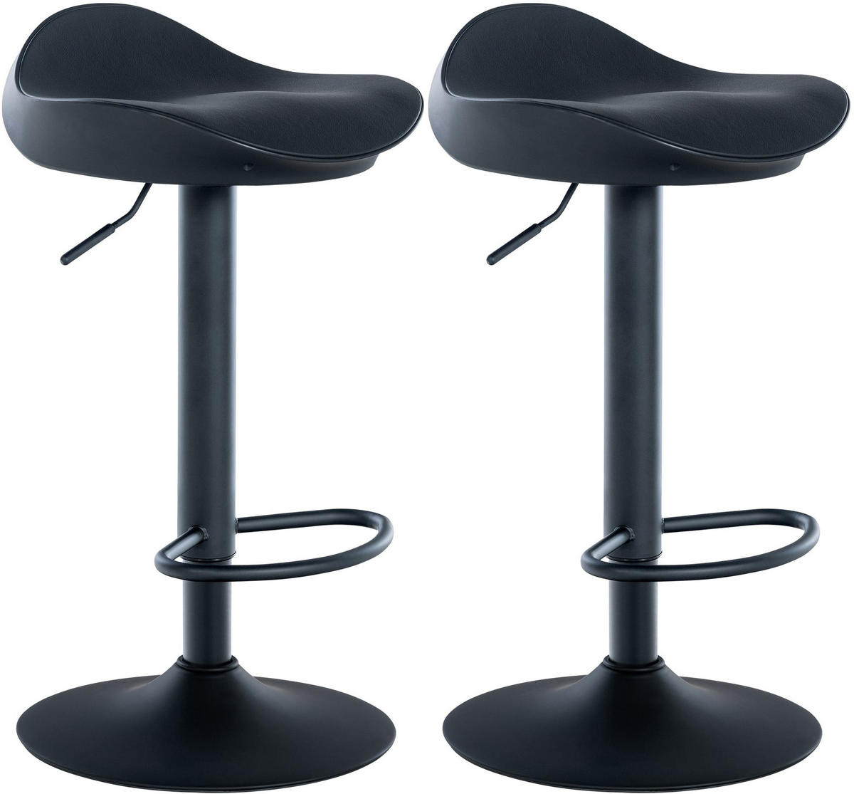 BARHOCKER 2er Set Lederlook schwarz - Schwarz, Textil/Metall (39/66/40cm) - CLP