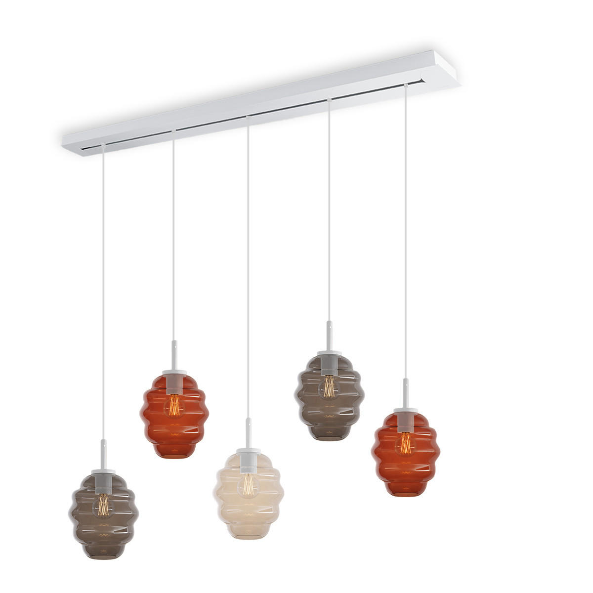 HÄNGELEUCHTE Echos 5-flammig Mehrfarbig Ø 18cm - Multicolor/Weiß, Glas (18/18/20cm) - s.luce