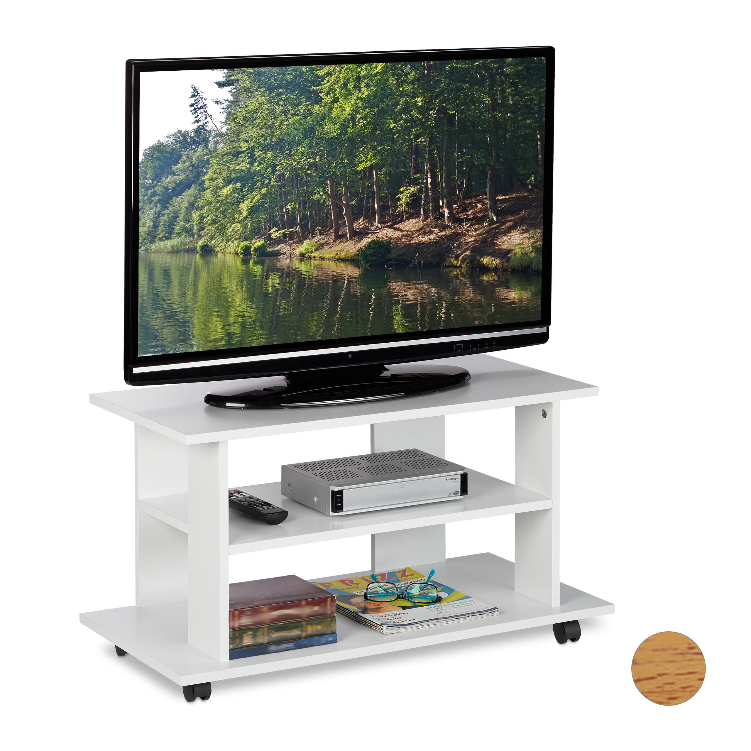 TV-BOARD - Weiß, Papier/Textil (80/45/40cm) - Relaxdays