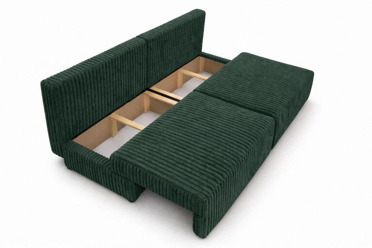 SOFA Mit Schlaffunktion Und Bettkasten, Cordstoff Tilia, Grün, BEST MINI - Grün, Holz (200/83/98cm) - Kaiser Möbel