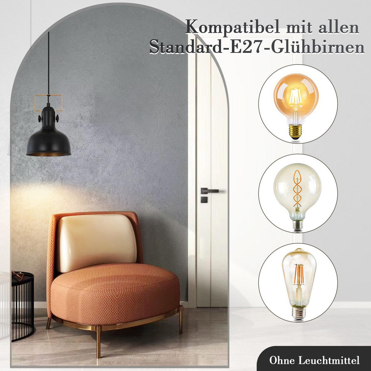 PENDELLEUCHTE Seraphina 18/18/160 cm - Schwarz, Metall (18/18/160cm) - ZMH