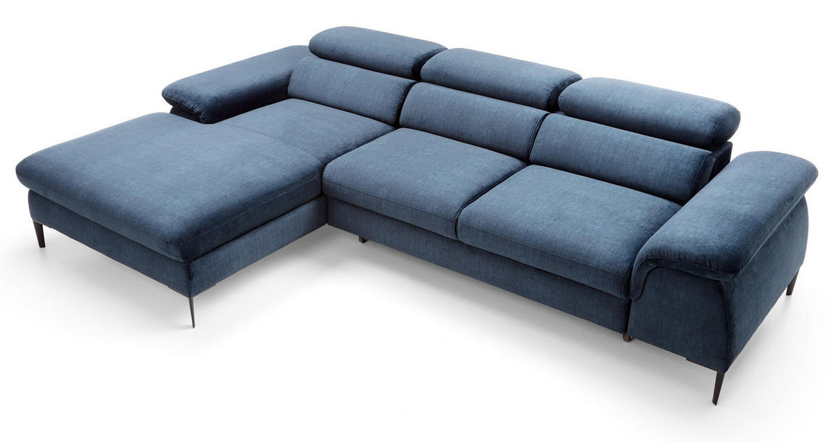 ECKSOFA L-Form 290 cm Amaro M mit Schlaffunktion, Links, Dunkelblau - Dunkelblau, Holz (288/182cm) - Emporius