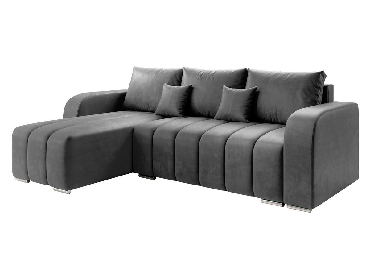 ECKSOFA Pufetto - Silberfarben/Grau, Holz/Textil (244/147cm) - MIRJAN24