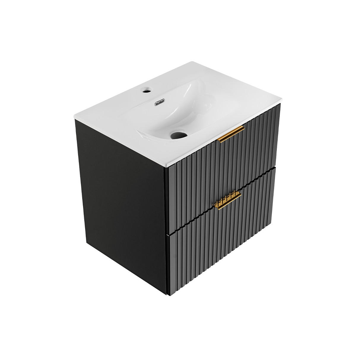 WASCHTISCH 60.2cm Adriel Mattschwarz - Schwarz, Holzwerkstoff (60.2/57/46cm) - Petits-meubles