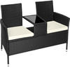 RATTAN GARTENSITZBANK Narbonne,131 x 59 x 82 cm,schwarz/beige - Beige/Schwarz, Kunststoff (61/82/131cm) - tectake