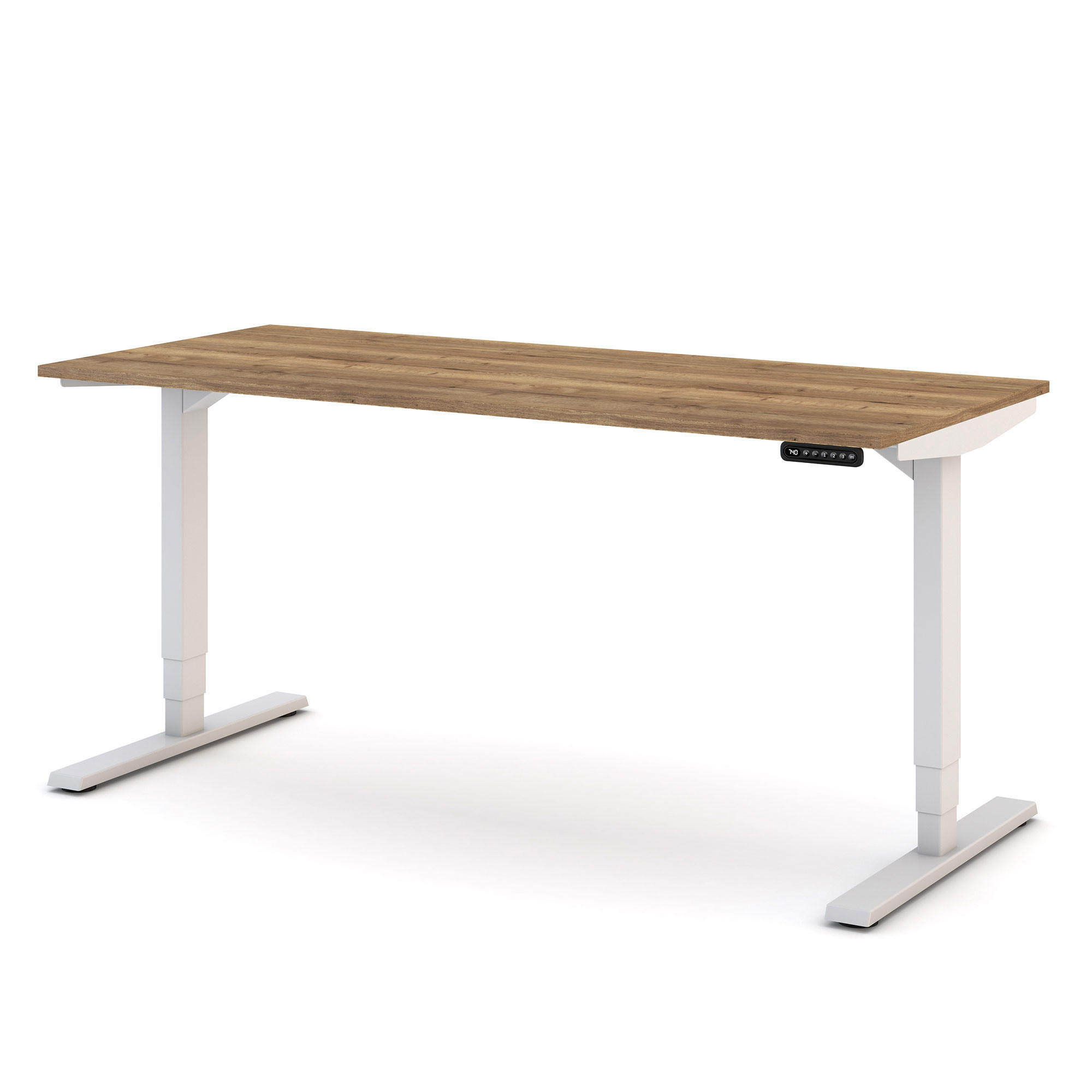 SCHREIBTISCH Elektrisch höhenverstellbarer Schreibtisch Y-Line Eiche Tabak Signalweiß 160/70/62-127cm - Eiche Wotan/Weiß, Holzwerkstoff/Metall (70/160/127cm) - ASSMANN