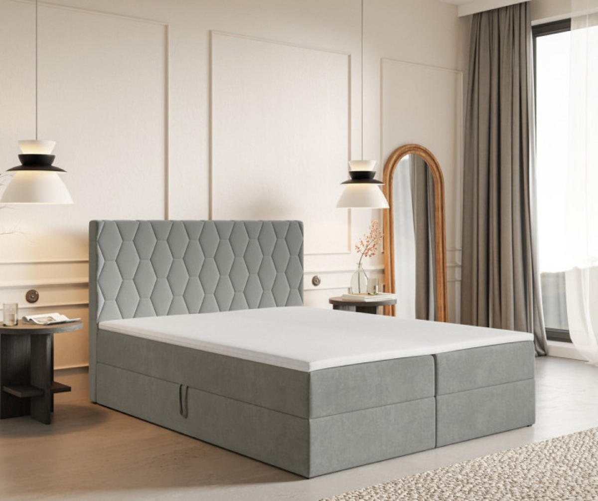 BETT Grau G8 Mit Bettkasten 180x200 cm - Grau, Textil (180/200cm) - Sepro Meble