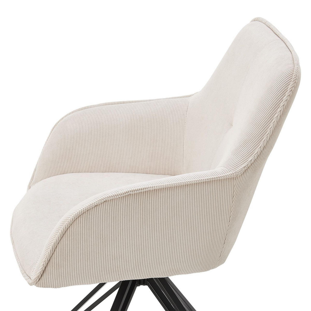 DREHSTUHL Clyde mit Armlehne cord beige (2er-Set) - Beige, Textil (57/85/61cm) - Juskys