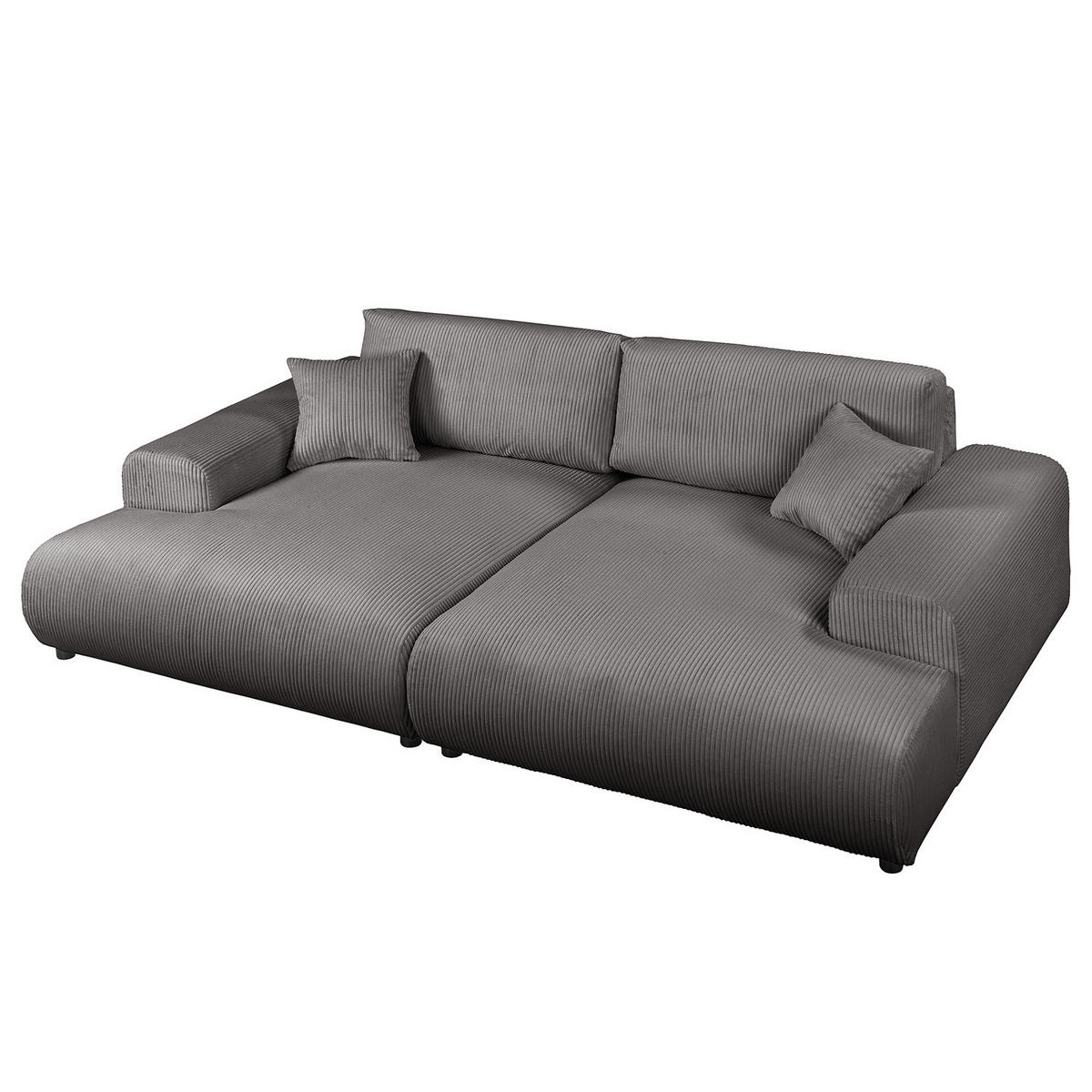 BIGSOFA - Schwarz/Grau, Kunststoff/Textil (237/79/144cm) - home24