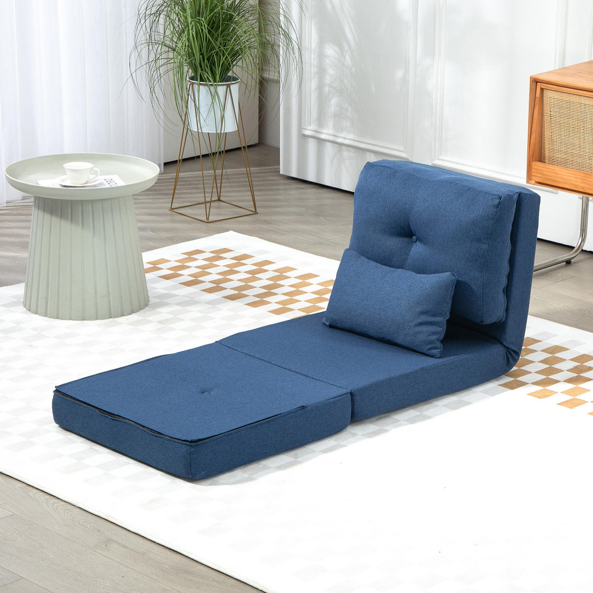 SCHLAFSESSEL DE-14581 mit 5-fach verstellbarer Rückenlehne Dunkelblau - Blau, Textil (80/56/60cm) - ComfortXL