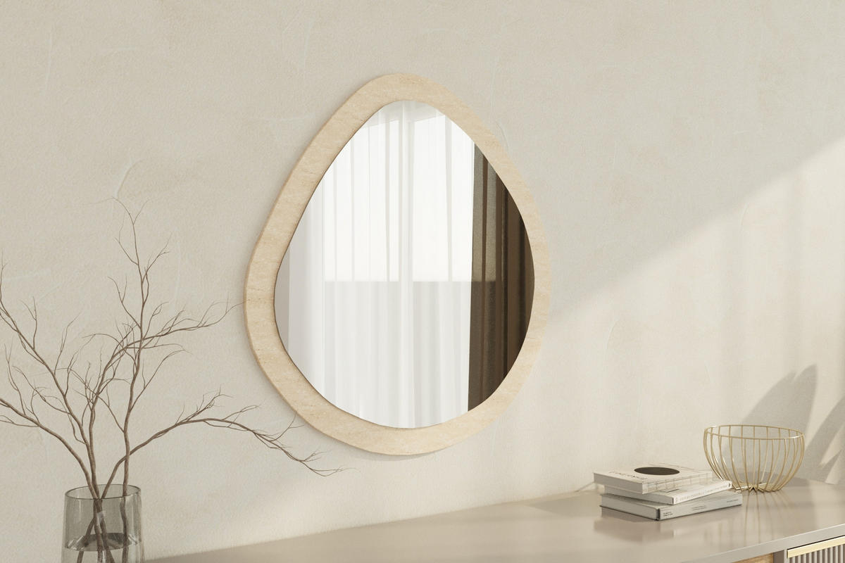 WANDSPIEGEL Beso Granitoptik 60x60cm - Beige, Glas/Holzwerkstoff (60/60/3cm) - moebel17