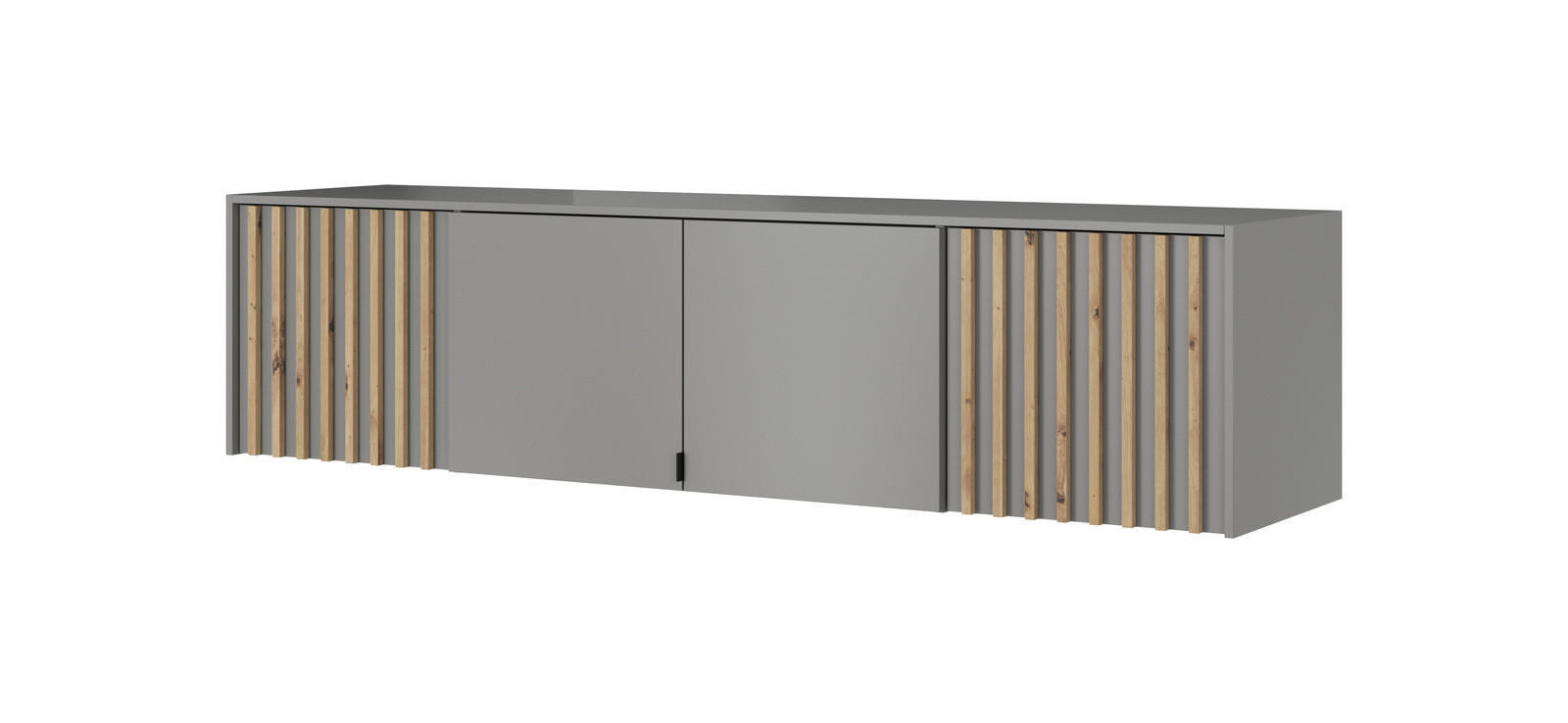 SCHRANKAUFSATZ STILO 4D 206 cm (Grau, Lamellen Artisan Eiche, 4 Türen, Metallgriffe) - Schwarz/Grau, Holz/Holzwerkstoff (206/50/51cm) - Ravio