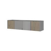 SCHRANKAUFSATZ STILO 4D 206 cm (Grau, Lamellen Artisan Eiche, 4 Türen, Metallgriffe) - Schwarz/Grau, Holz/Holzwerkstoff (206/50/51cm) - Ravio