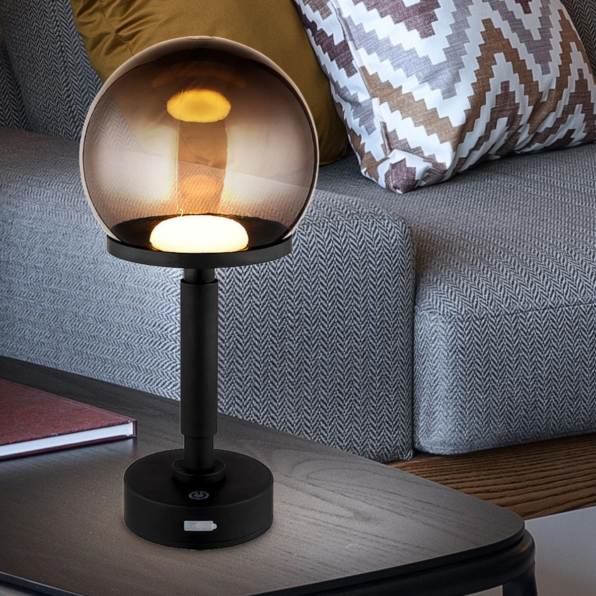 LED TISCHLEUCHTE Haku Schwarz - Schwarz, Kunststoff (15/15/31.5cm) - Globo Lighting