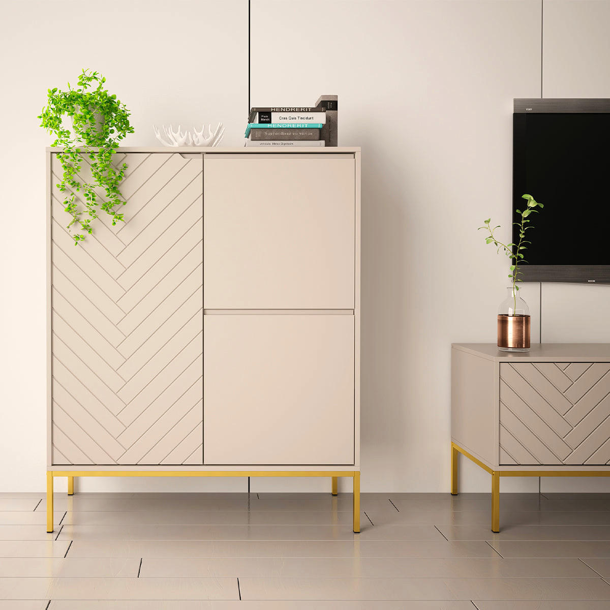 SIDEBOARD Daria Kaschmir - Beige, Holzwerkstoff (102/145/39cm) - Petits-meubles