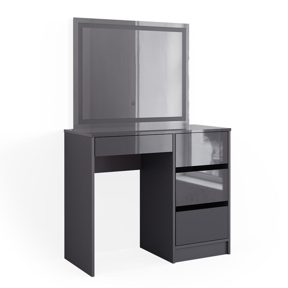 SCHMINKTISCH Sherry Anthrazit 90 cm mit LED- Spiegel - Anthrazit, Holzwerkstoff (90/75/40cm) - Vicco